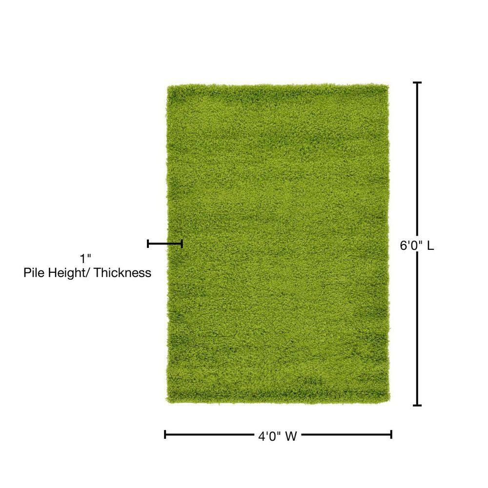 Unique Loom 4' 1 x 6' 1 Solid Shag Grass Green Area Rug
