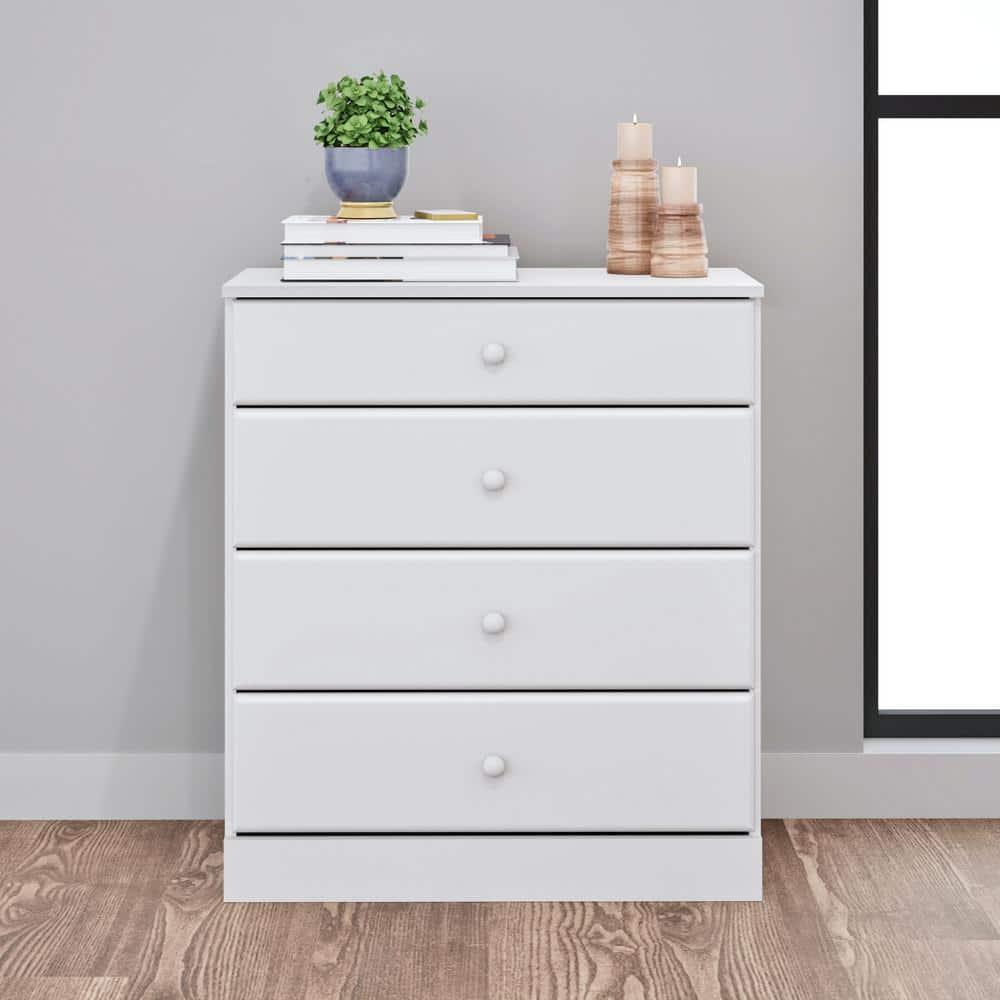 4 Drawers Astrid Dresser White - Prepac: Contemporary Storage Chest, Bedroom Furniture