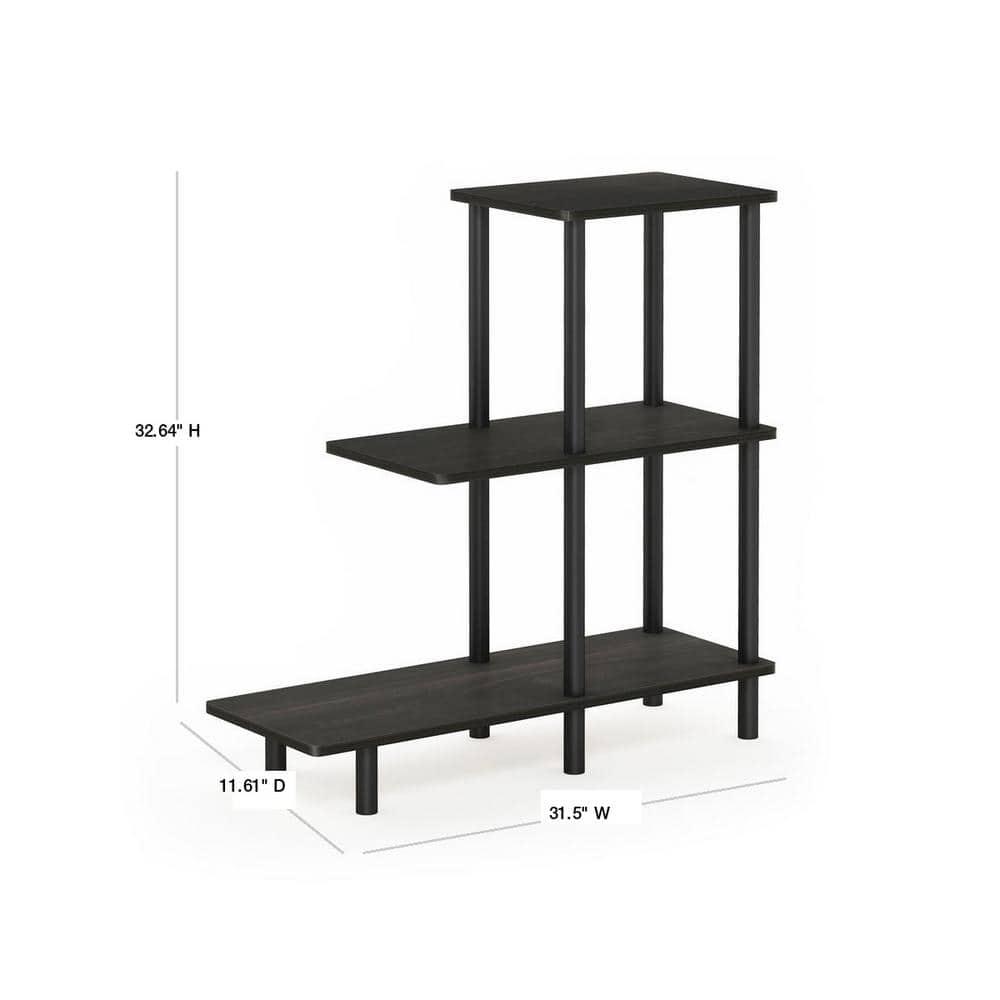 18127EX-BK Turn-N-Tube 3-Tier Sofa Side Table, Espresso & Black - 31.5 x 25.63 x 11.61 in.