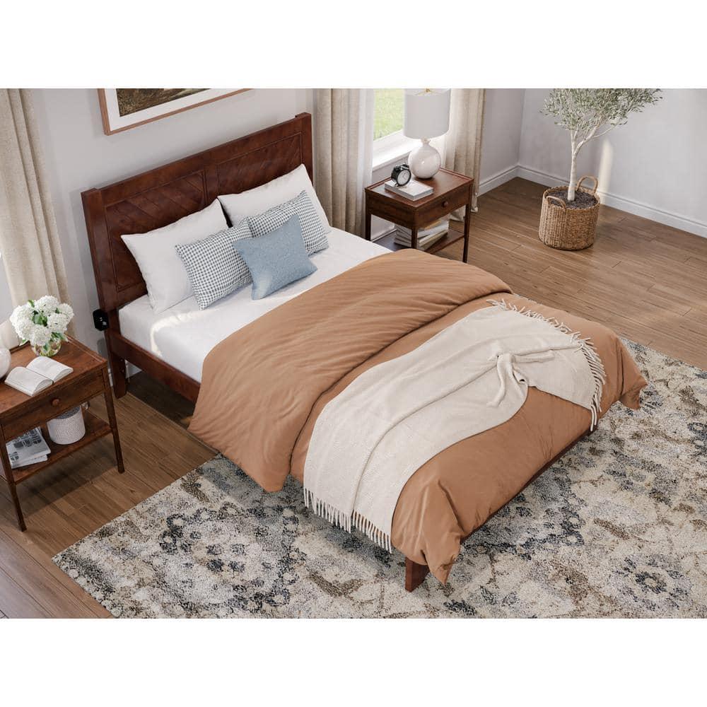 AFI Canyon Cama con Plataforma de Madera Maciza de Nogal con Pie de Cama a Juego, Completo