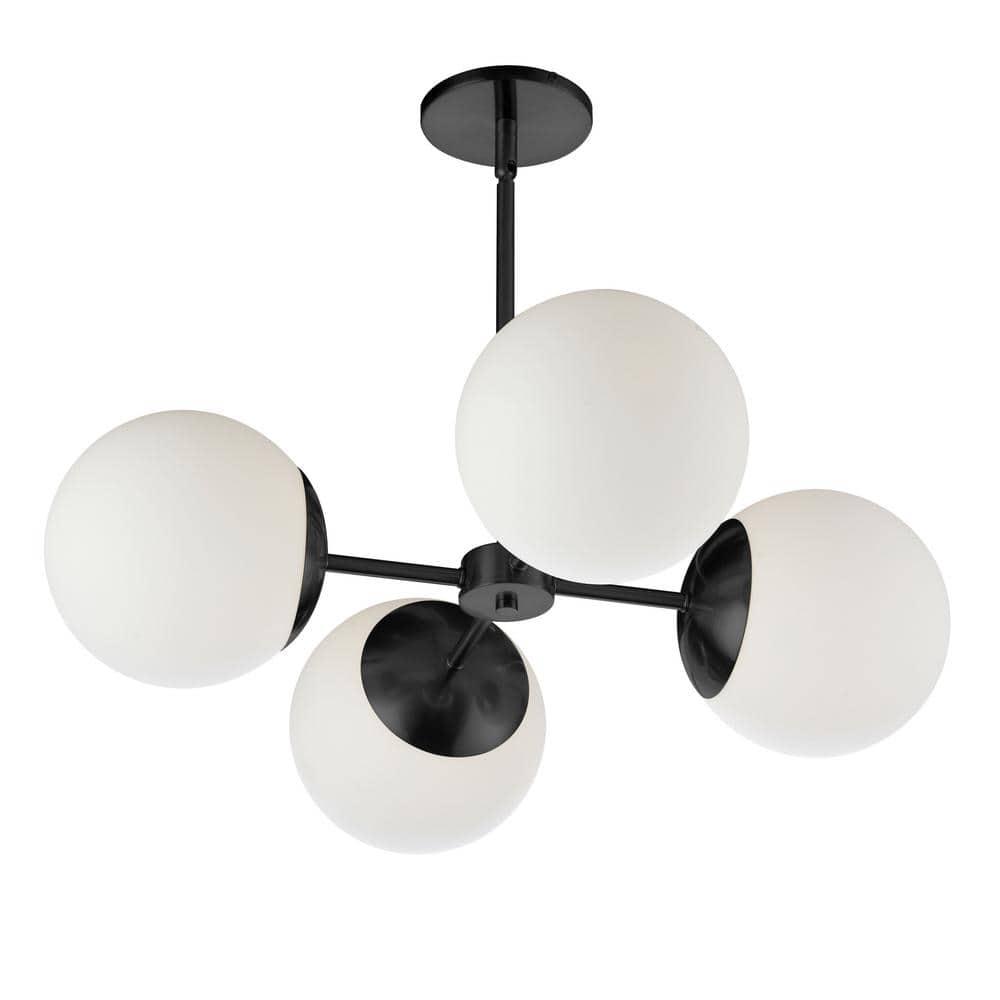 Dainolite  Dayana 4 Light Transitional Matte Black Luxury Globe Chandelier