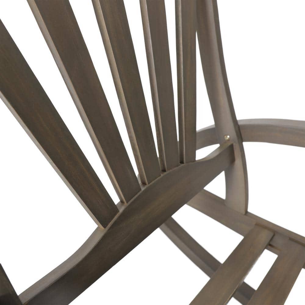 Noble House Sunview Outdoor Acacia Wood Rocking Chair with Footrest Gray