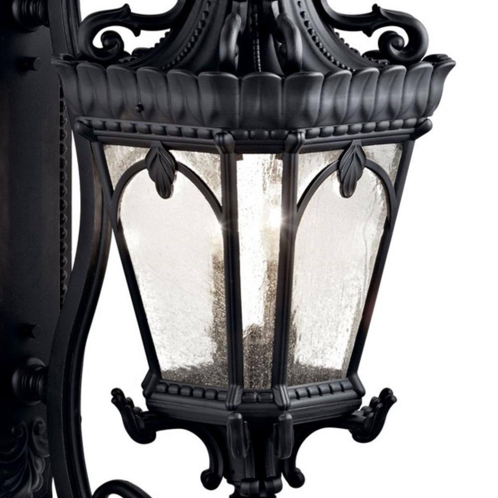 Tournai 37.75" 4 Light Outdoor Wall Light with Clear Seeded Glass in Textured Black