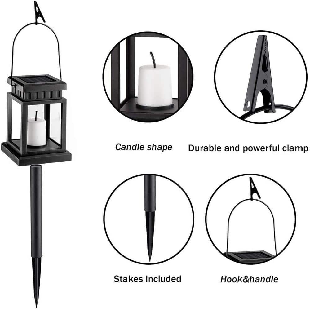 Gigalumi Solar Outdoor Hanging Lanterns with Stake, Rust Resistant, 8 Count