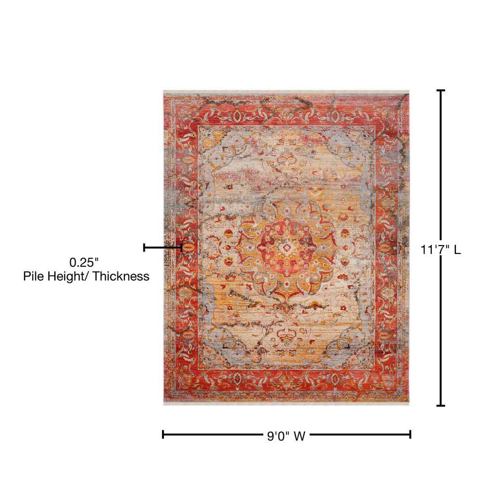 SAFAVIEH Vintage Persian Trina Traditional Polyester Area Rug, Saffron/Cream, 9' x 11'7"