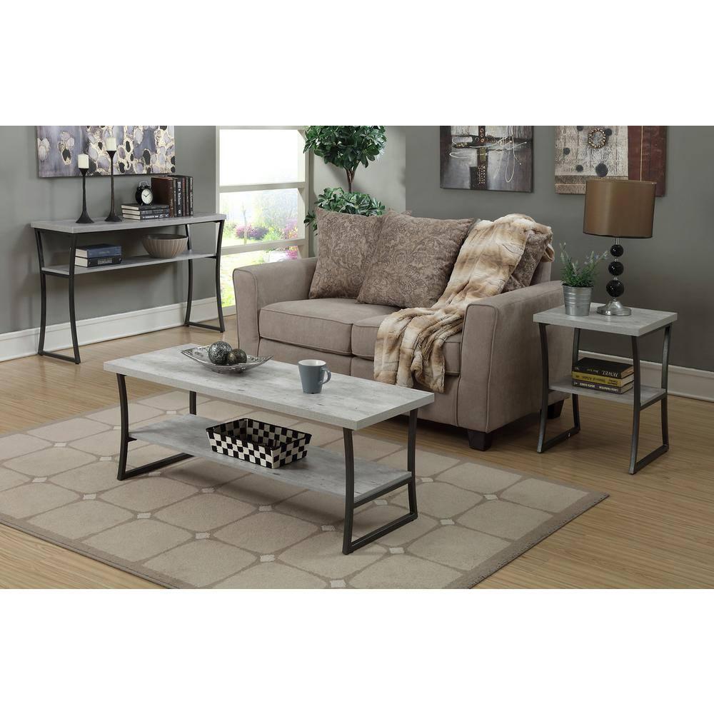 Convenience Concepts X-Calibur Console Table with Shelf, Faux Birch/Slate Gray