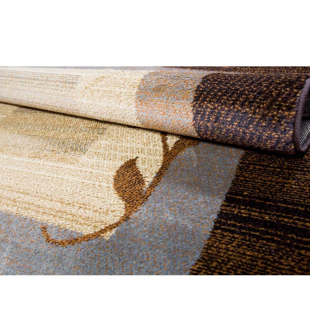 Home Dynamix Royalty Clover Contemporary Geometric Border Area Rug, Brown/Blue, 7'8"x10'4"