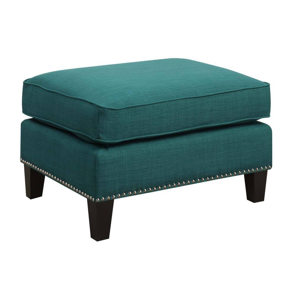 Picket House Furnishings Emery Ottoman Teal : Mid-Century Modern, Square Upholstered Bench, Plywood Frame