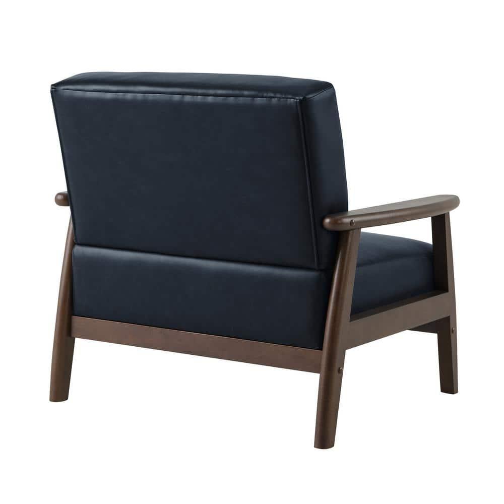 36.6" Modern Solid Wood Accent Chair Upholstered in Faux Leather