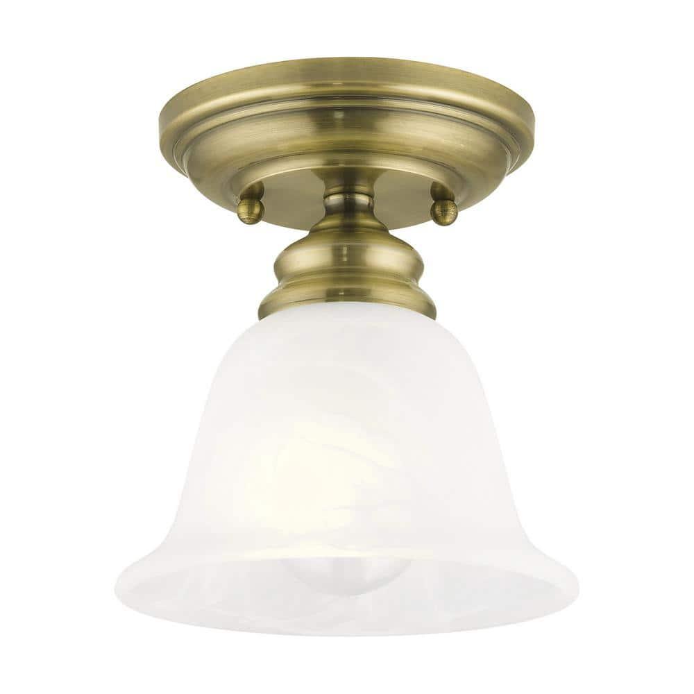 Livex Lighting Essex 1 - Light Flush Mount in  Antique Brass