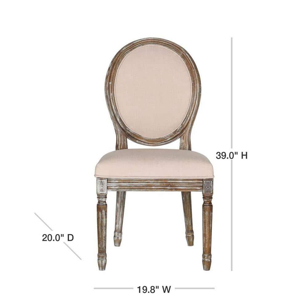 Holloway 19''H French Brasserie Oval Side Chair (Set of 2) - Beige/Rustic Oak - Safavieh