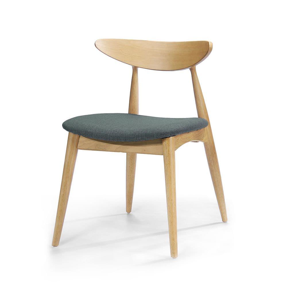 Christopher Knight Home Barron Mid Century Modern Rubberwood Fabric Upholstered Dining Chairs (Set of 2), Gray/Natural Oak