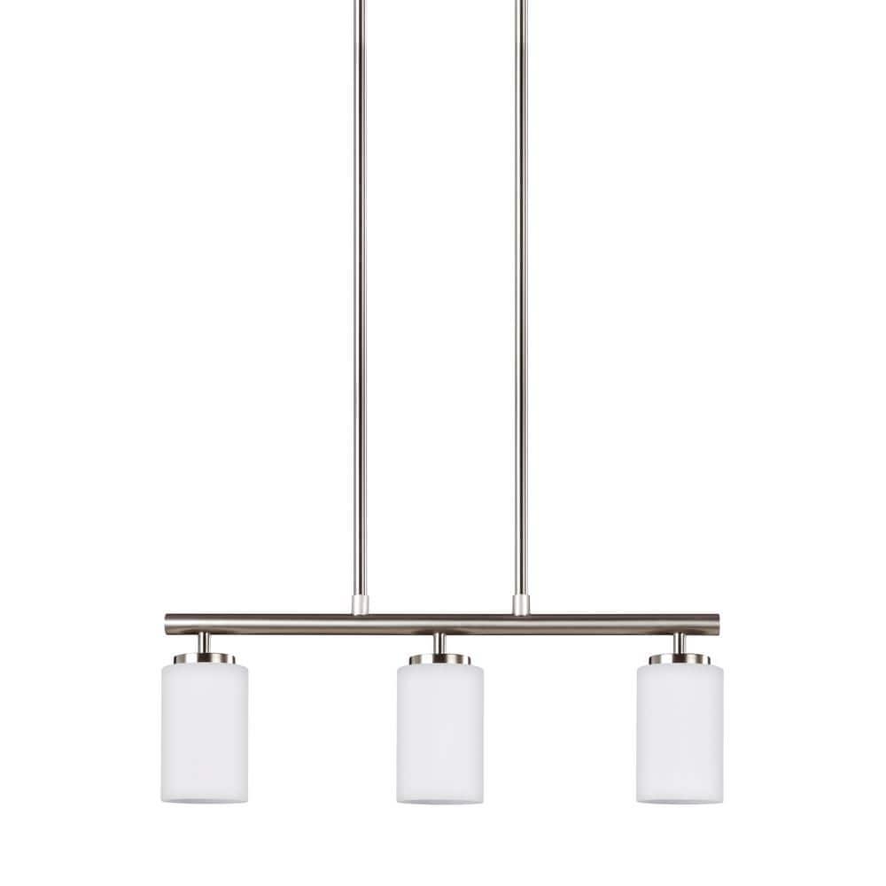 Sea Gull Lighting 66160-962 Oslo Three-Light Island Pendant Hanging Modern Light Fixture, Brushed Nickel Finish