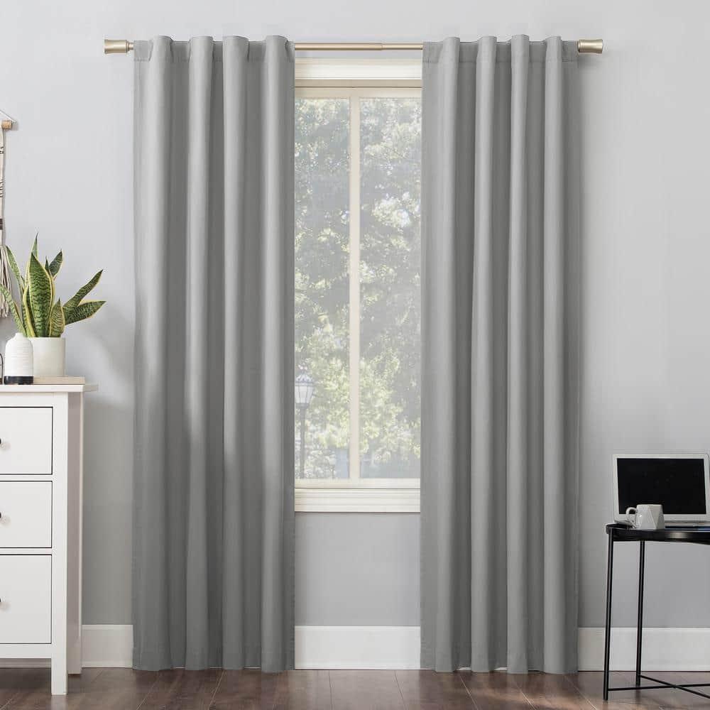 40"x63" Sun Zero 100% Blackout Cyrus Thermal Back Tab Curtain Panel Silver: Modern Solid Indoor Polyester