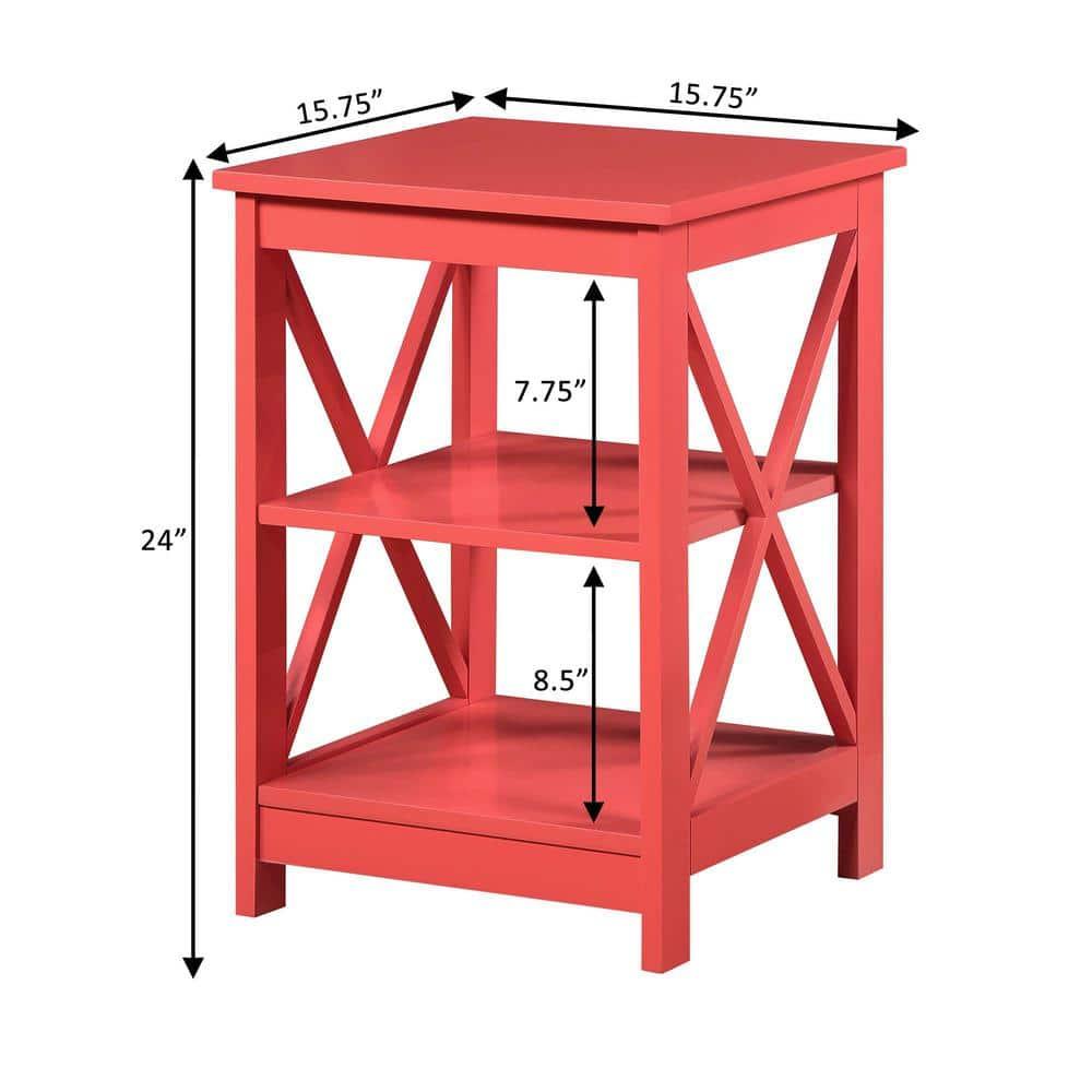 Convenience Concepts Oxford End Table with Shelves, Coral