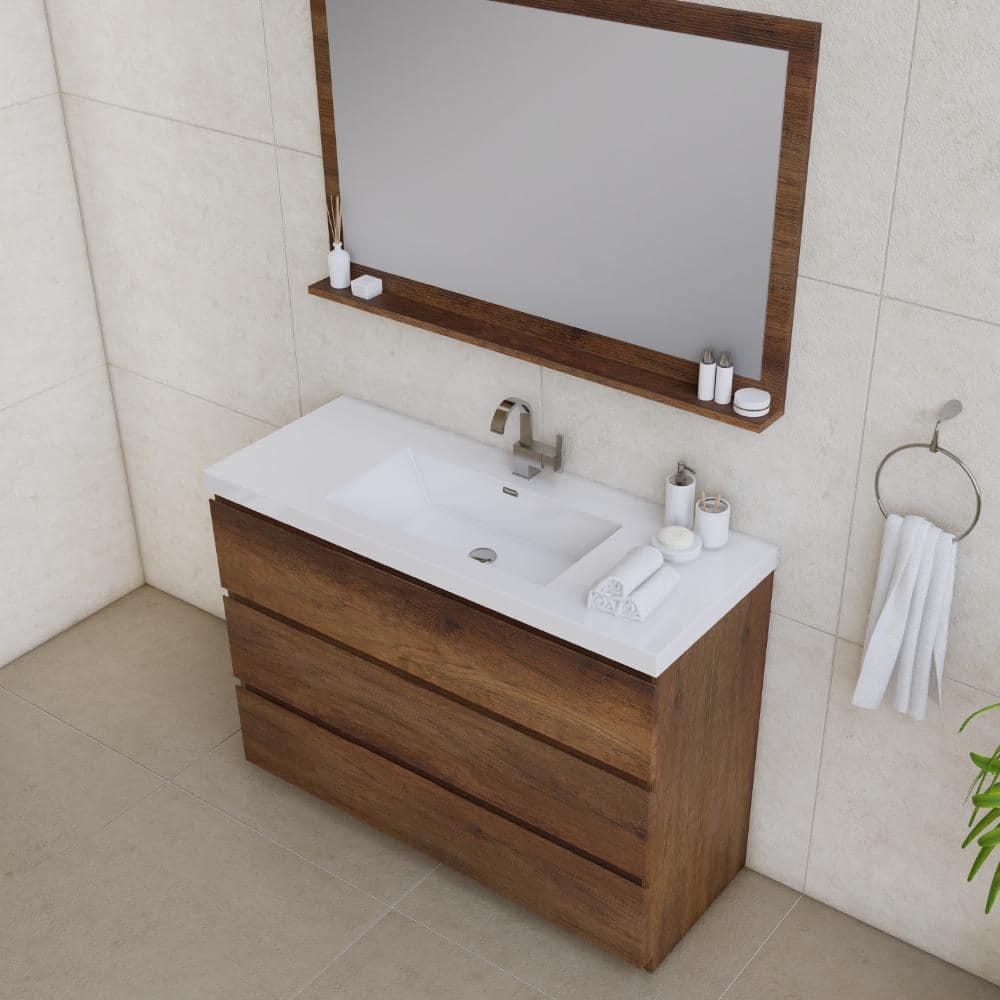 Alya Bath Paterno 48" Modern Wood Freestanding Bathroom Vanity in Rosewood Brown