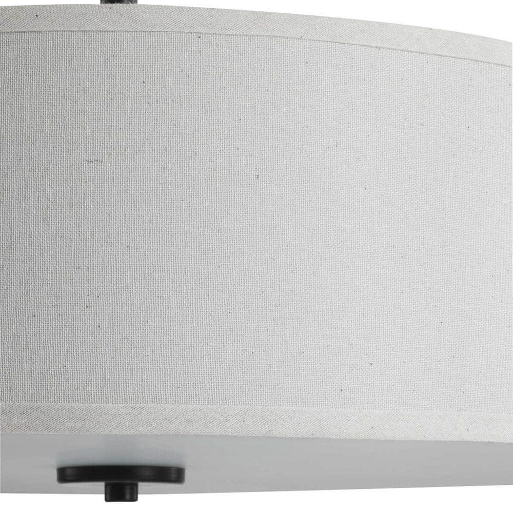 Progress Lighting, Inspire Collection, 3-Light Semi-Flush Mount, Antique Bronze, Off-White Linen Shade