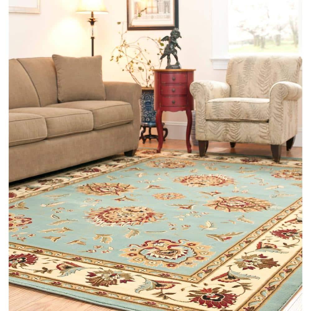 Lyndhurst LNH555 Power Loomed Area Rug - Blue/Ivory - 5'3"x7'6" - Safavieh