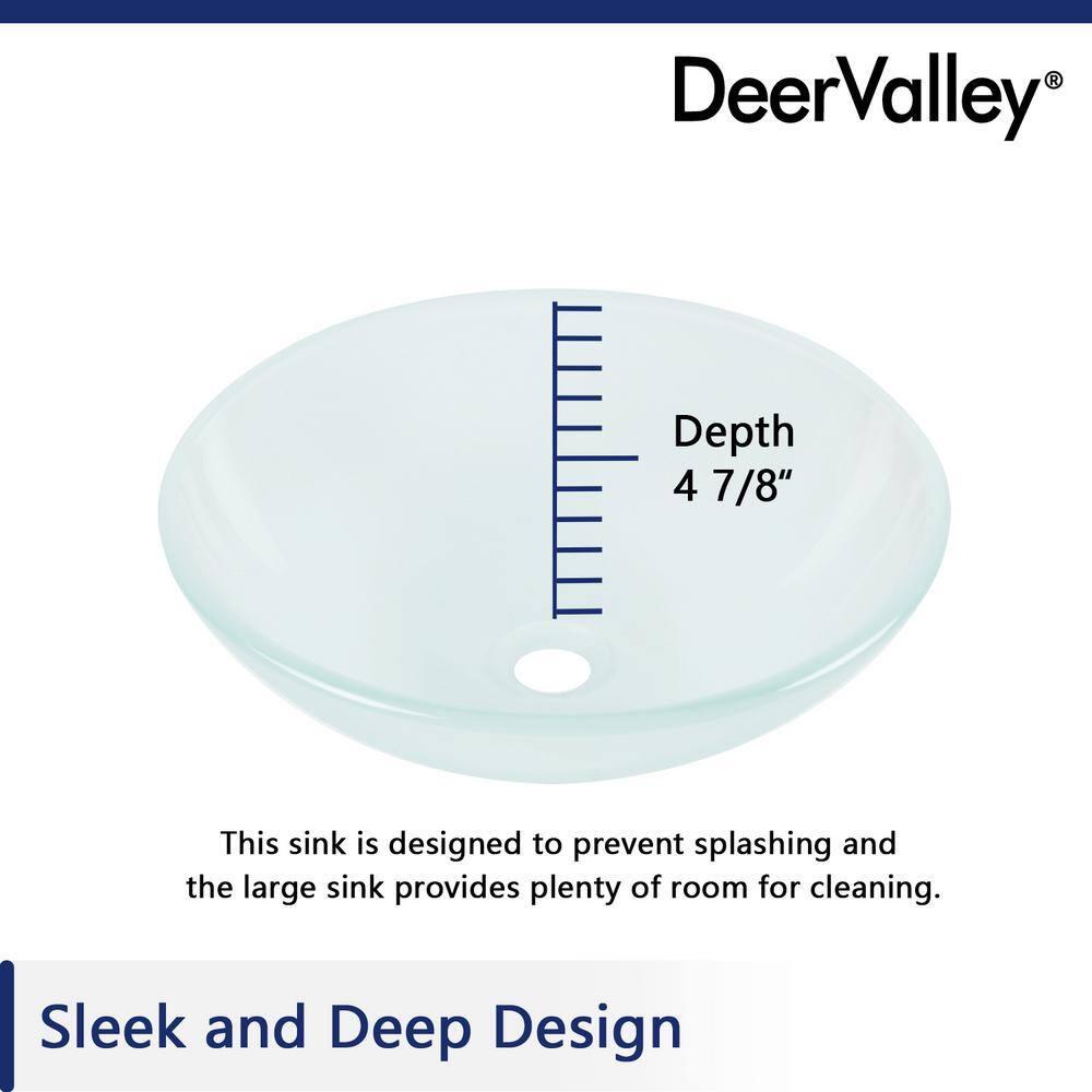 DeerValley Symmetry 16.5'' Circular Glass Vessel Bathroom Sink