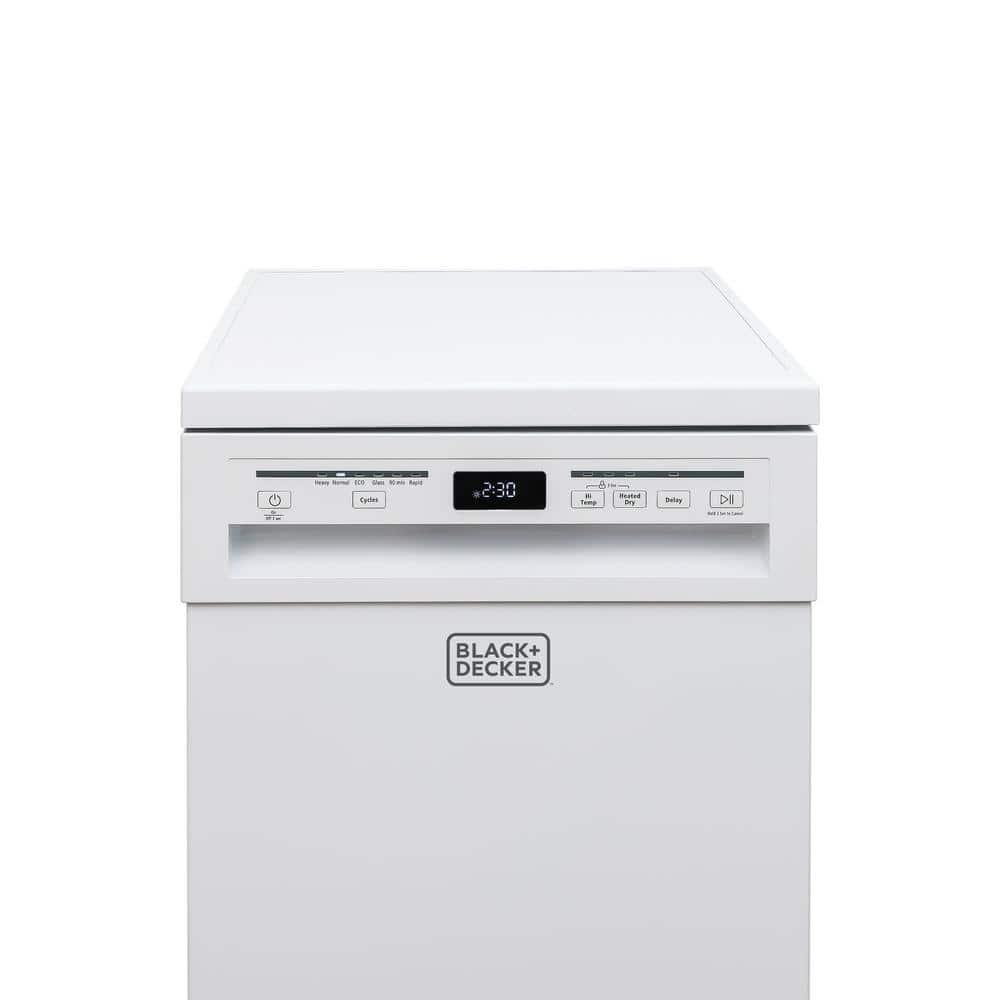 White Compact Portable Dishwasher with Stainless Steel Tub and Casters