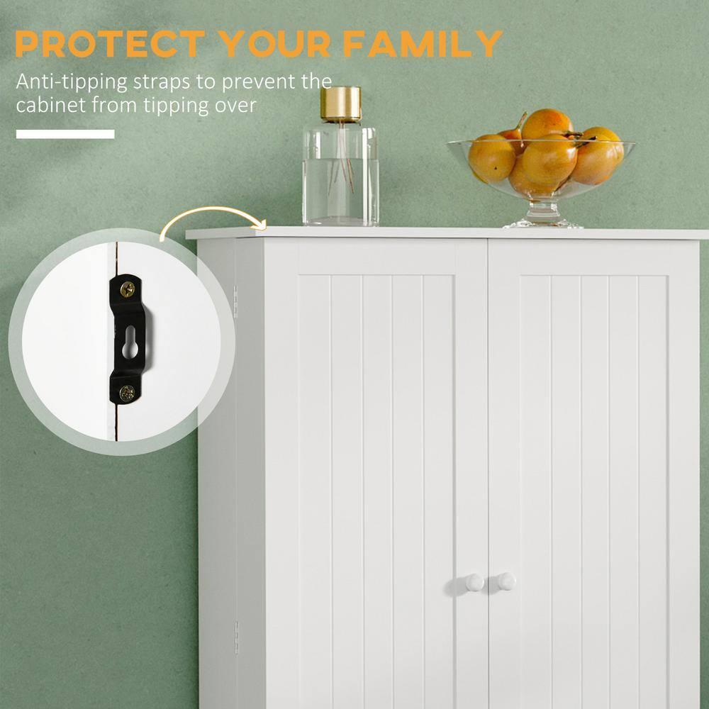 Latitude Run® HOMCOM 41" Modern Kitchen Pantry Freestanding Storage Cabinet With Double Doors Adjustable Shelves For Living Room - White