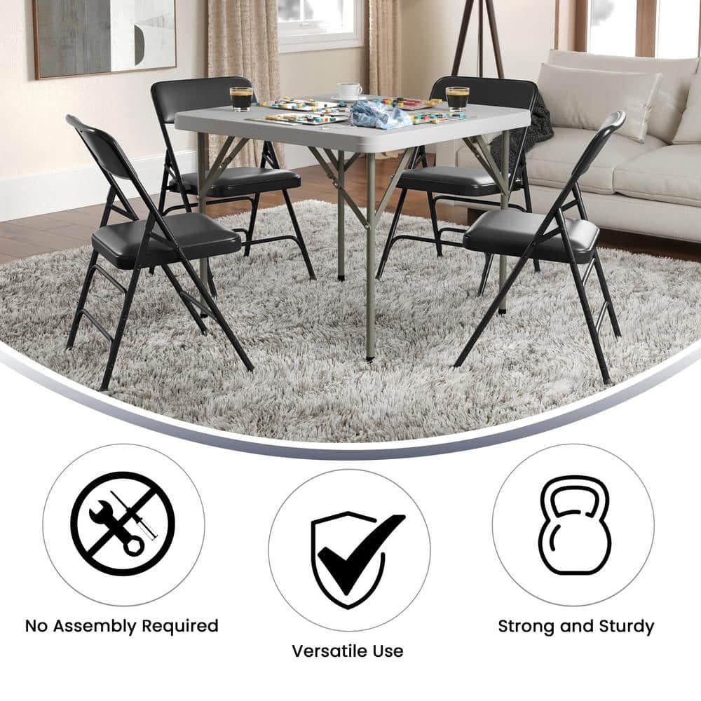 Flash Furniture HERCULES Series Curved Triple Braced & Double Hinged Black Vinyl Metal Folding Chair