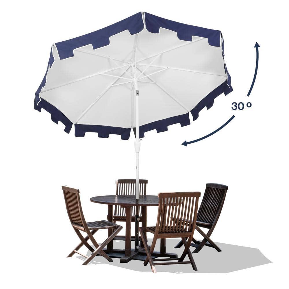 Arlmont & Co. Taveon 9 ft. Classic MidCentury Market Patio Umbrella with UV Protection, Auto-Tilt, and Crank