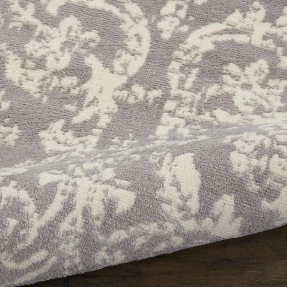 Nourison Jubilant 2'3" x 7'3" (7' Runner) Grey Area Rug Farmhouse Vintage Damask by Nourison