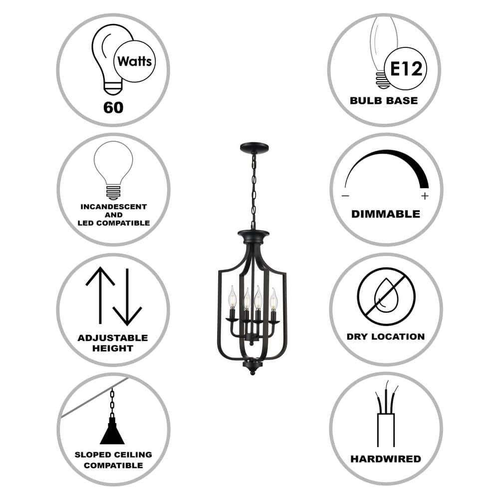 Trans Globe Lighting 11214 Hillcrest 4 Light 12" Wide Pendant - Black