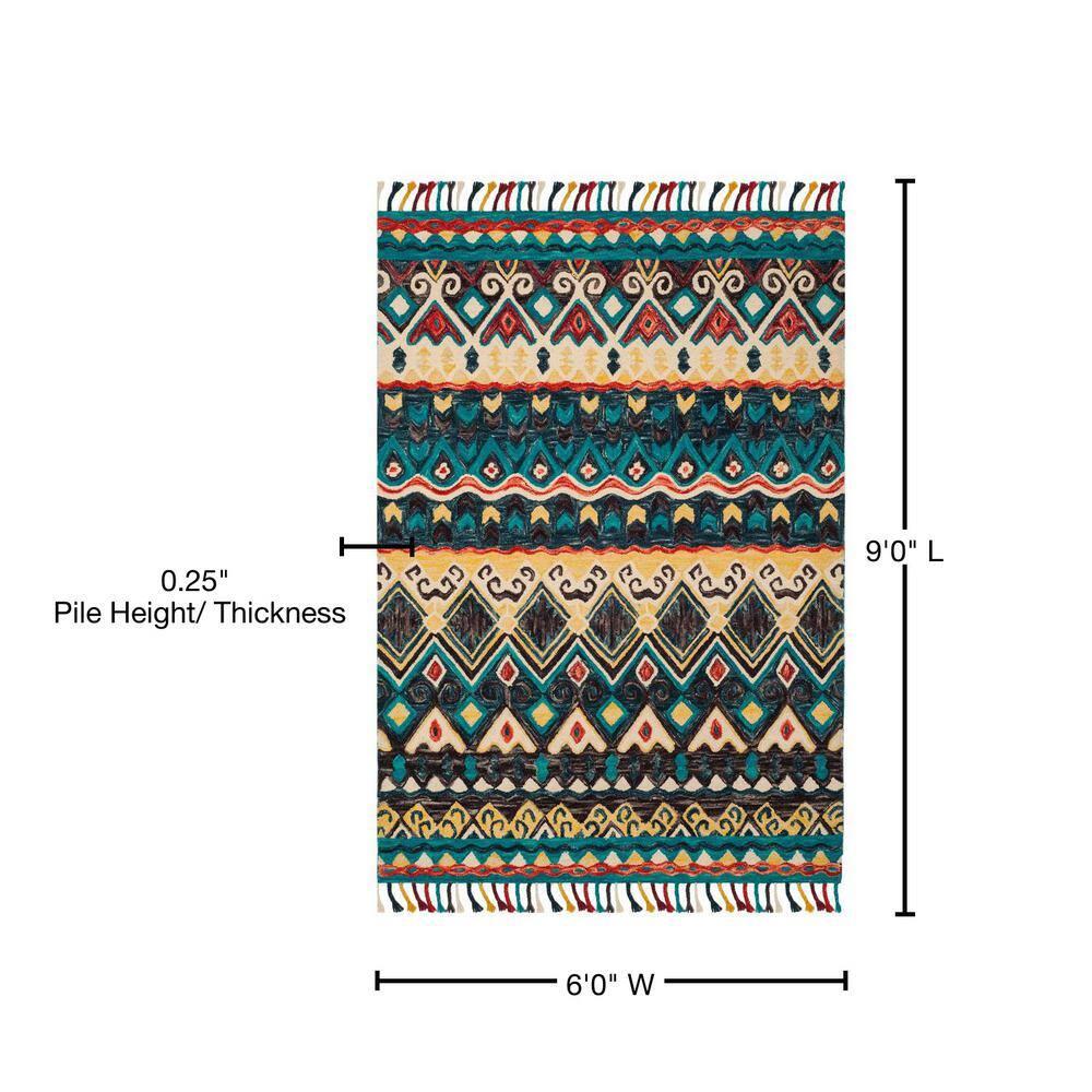 Aspen APN137 Hand Tufted Area Rug - Blue/Red - 6'x9' - Safavieh..
