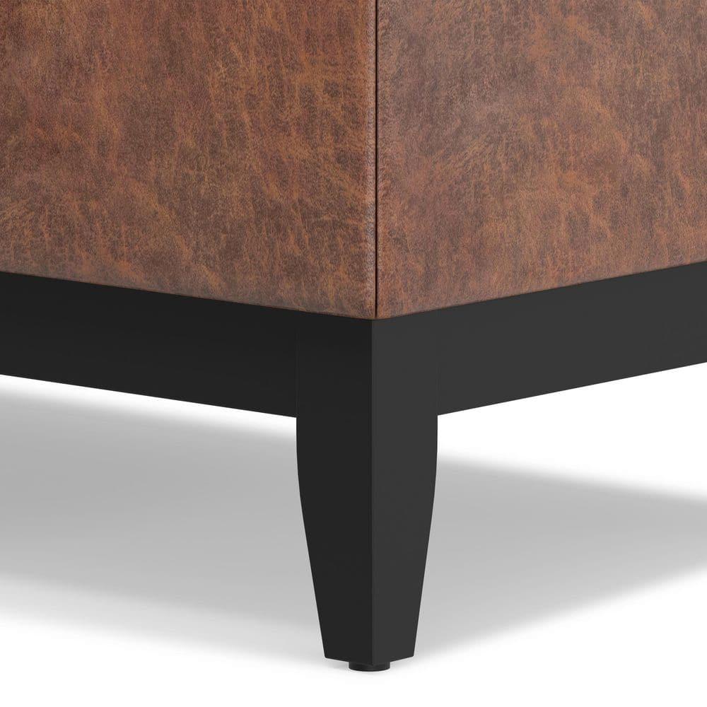 Simpli Home Oregon 42"W Upholstered Storage Ottoman Bench with Lift-Top Lid and Tray