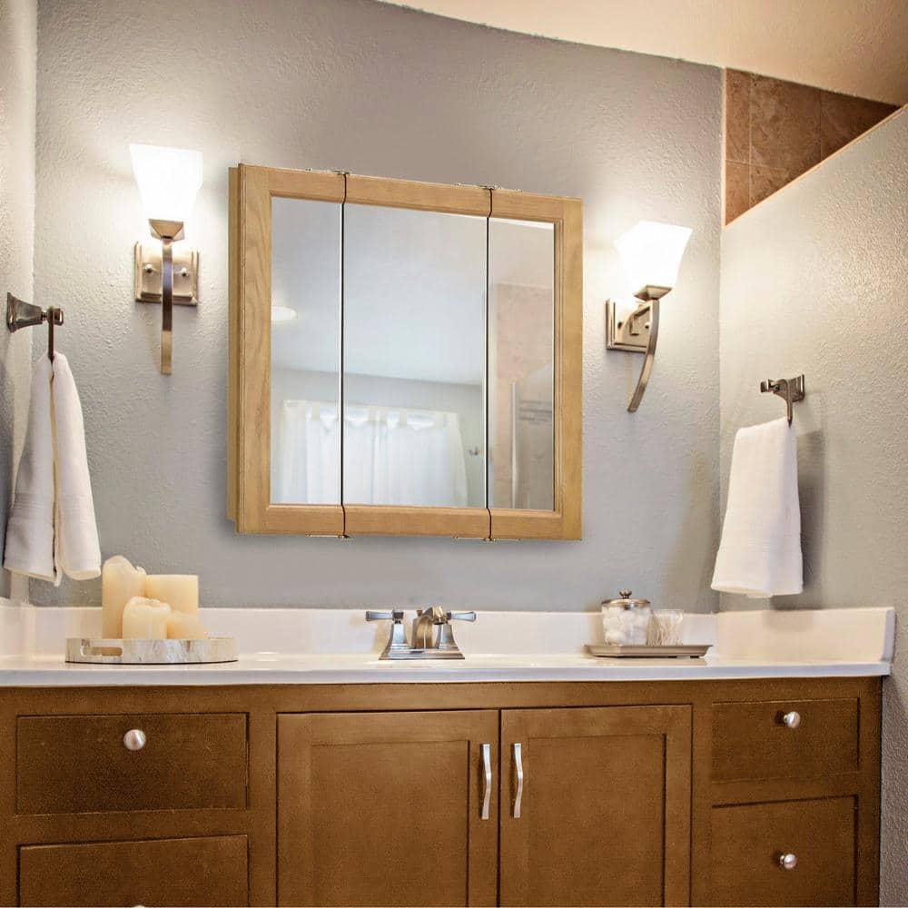 Design House, 545301-HOK 30-inch Claremont Bathroom Medicine Cabinet, Wall Mounted, Mirror, Oak