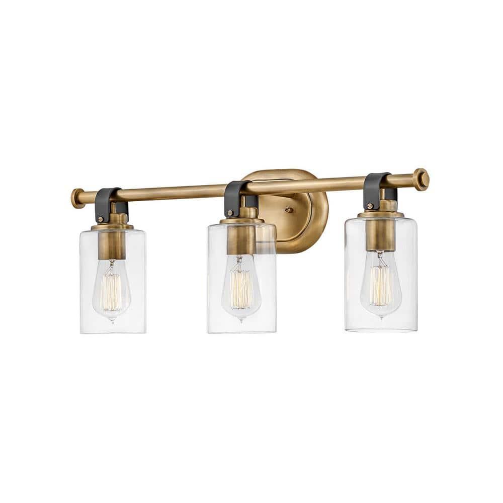 Heritage Brass 3-Light Vanity Light with Clear Glass Shades