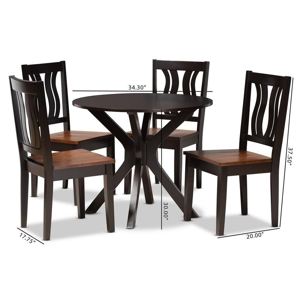 Baxton Studio Mare Modern and Contemporary Transitional Two-Tone Dark Brown and Walnut Brown Finished Wood 5-Piece