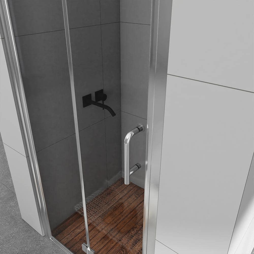 Sarlai 30 - 31 3/8" W x 72" H BiFold Frameless Glass Shower Door with Clear Tempered Glass S-SD3072BF-CH