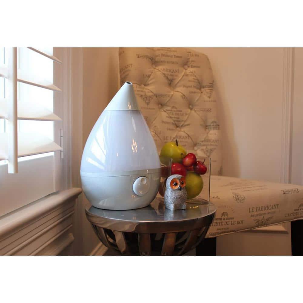 Crane Ultrasonic Teardrop Cool Mist Humidifier, Large 1 Gal Tank, Automatic Shut-Off, Baby Humidifiers for Nursery and Bedroom, Grey