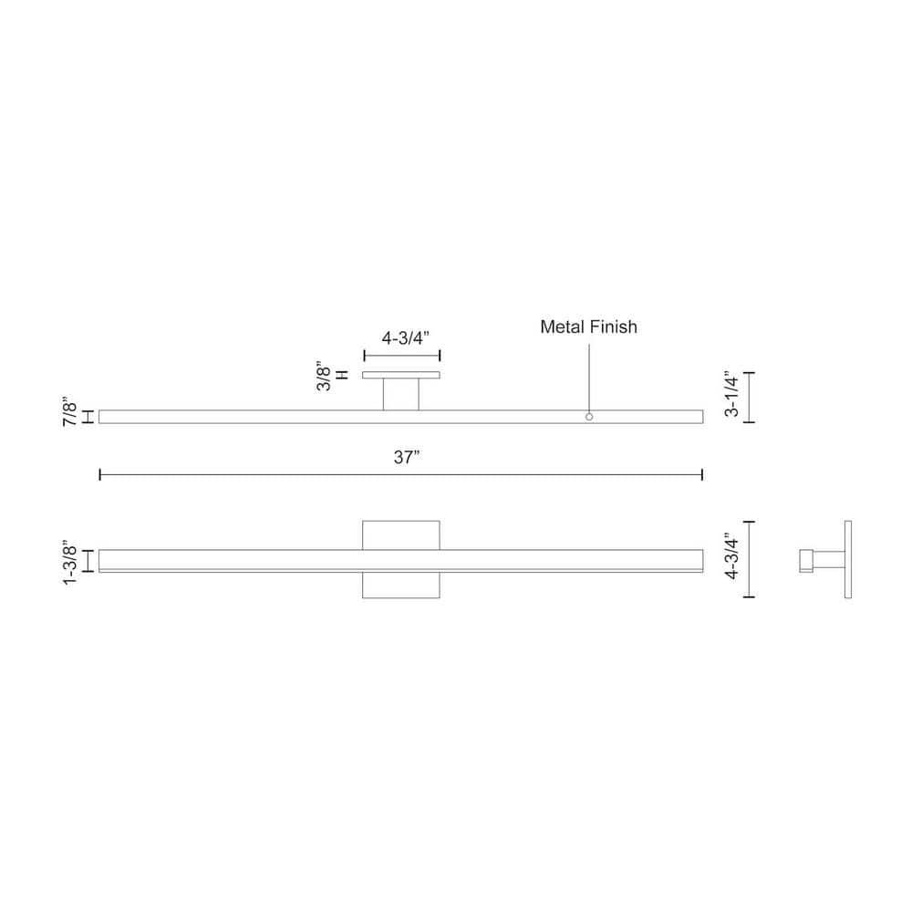 White Aluminum Dimmable LED Vanity Light, 37-inch