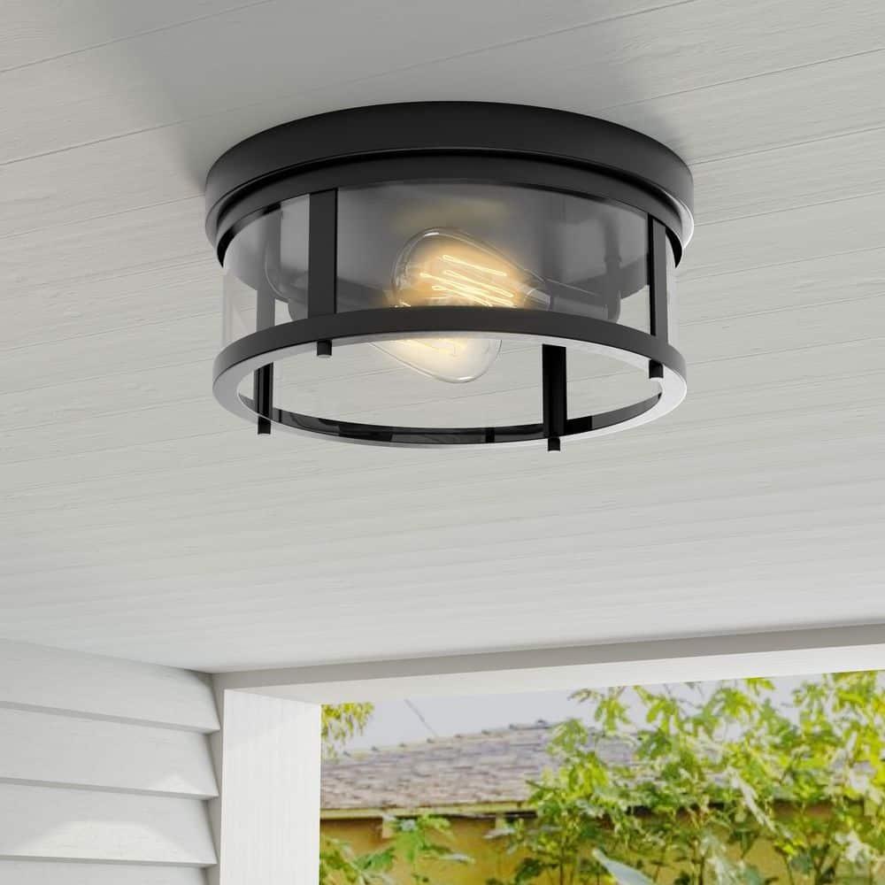Progress Lighting Gunther Matte Black 2 - Bulb Outdoor Flush Mount Light