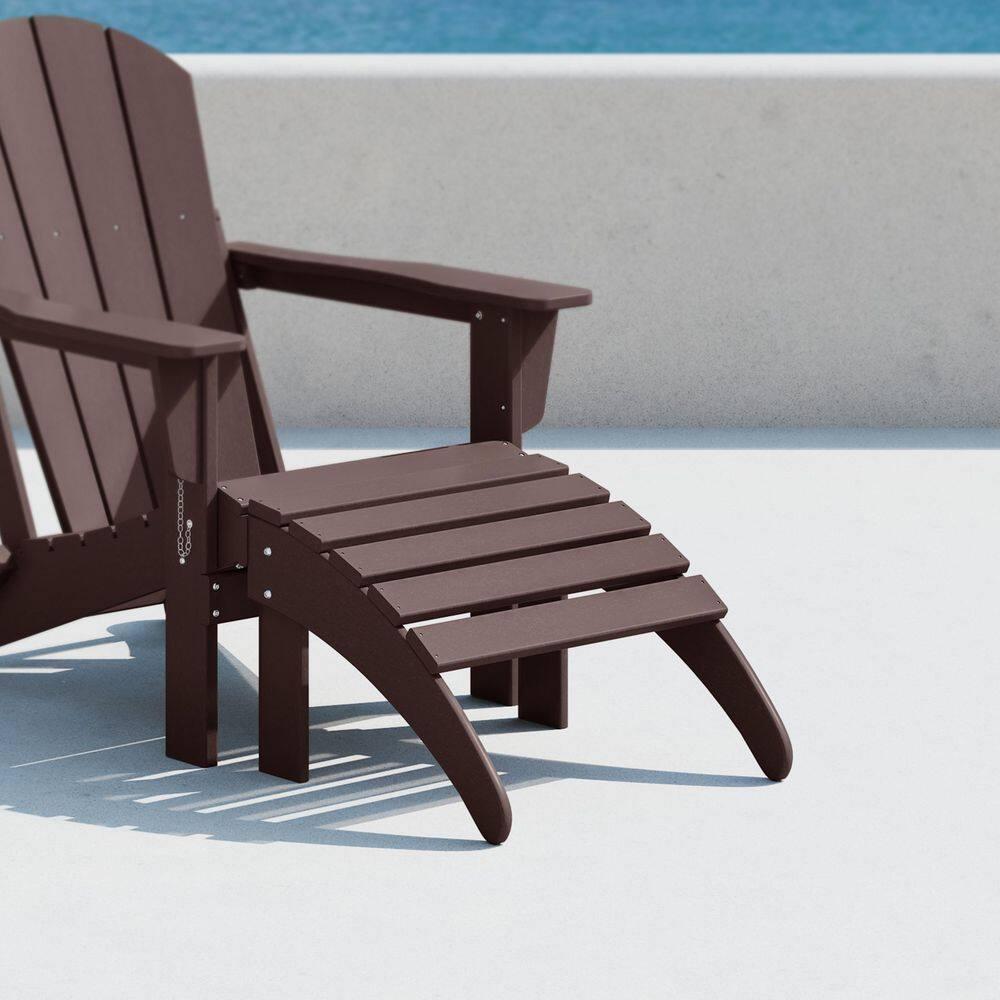 Polytrends  Laguna Hdpe All Weather Outdoor Patio Foldable Ottoman Dark Brown