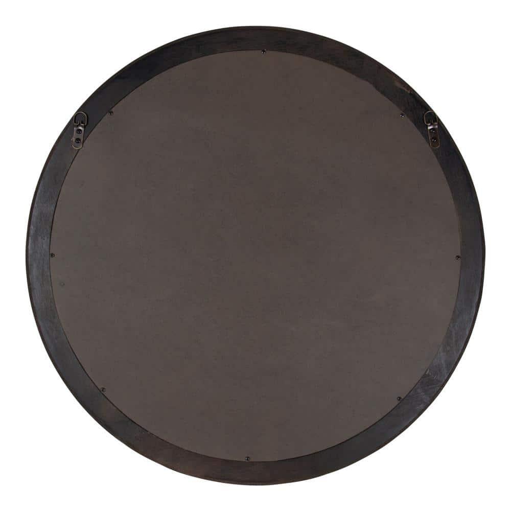 Kate and Laurel  Basking Wall Mirror with Shelf Walnut 30" Diameter