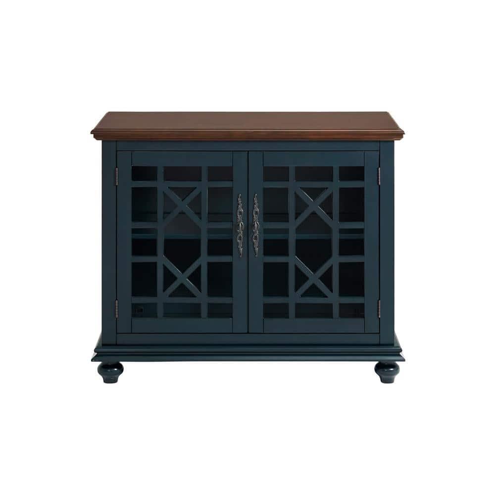 Martin Svensson Home Elegant Small Spaces TV Stand Blue with Coffee Walnut Top