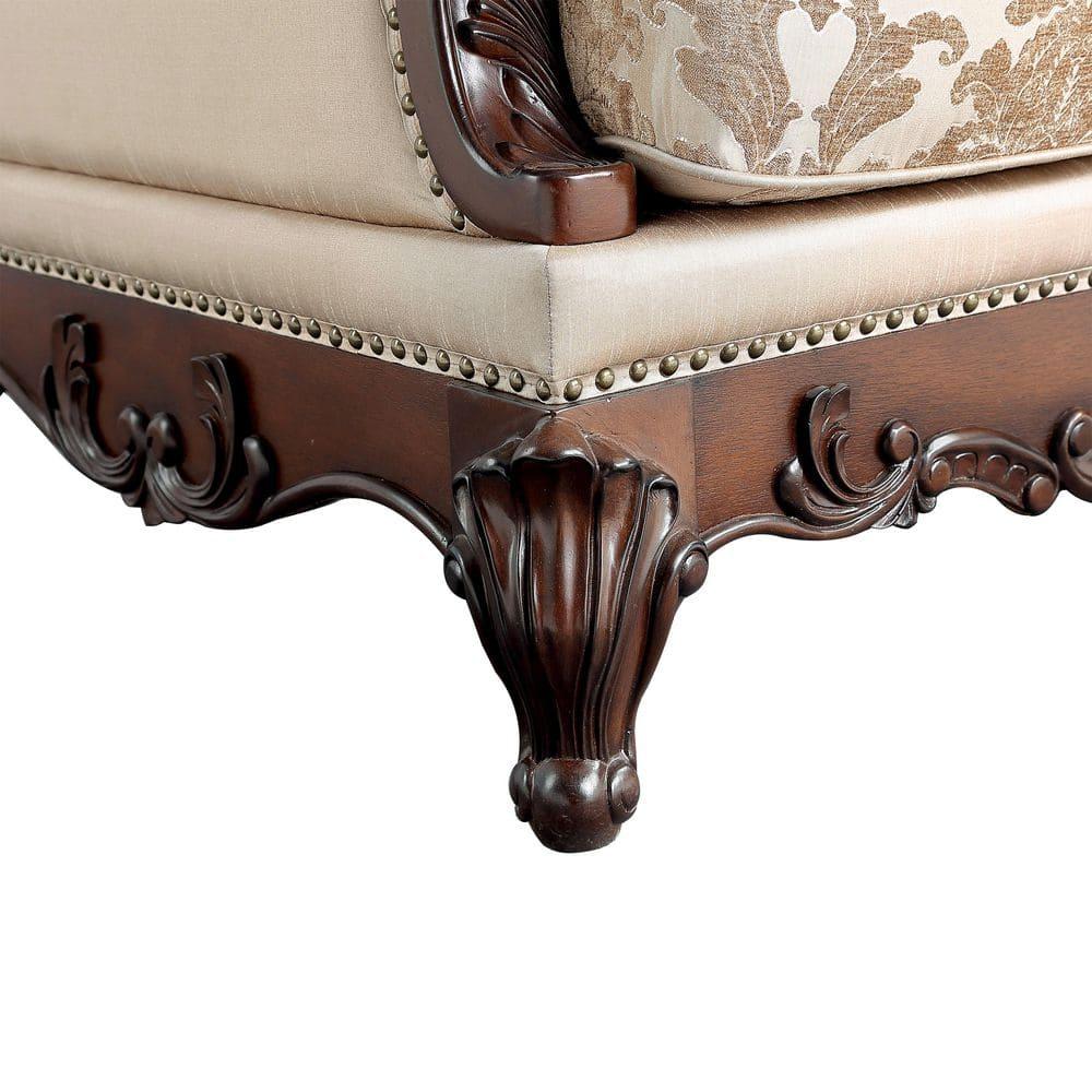 HOMES: Inside + Out Alsace 48.5" Loveseat Traditional Button Tufted Dark Cherry/Light Brown