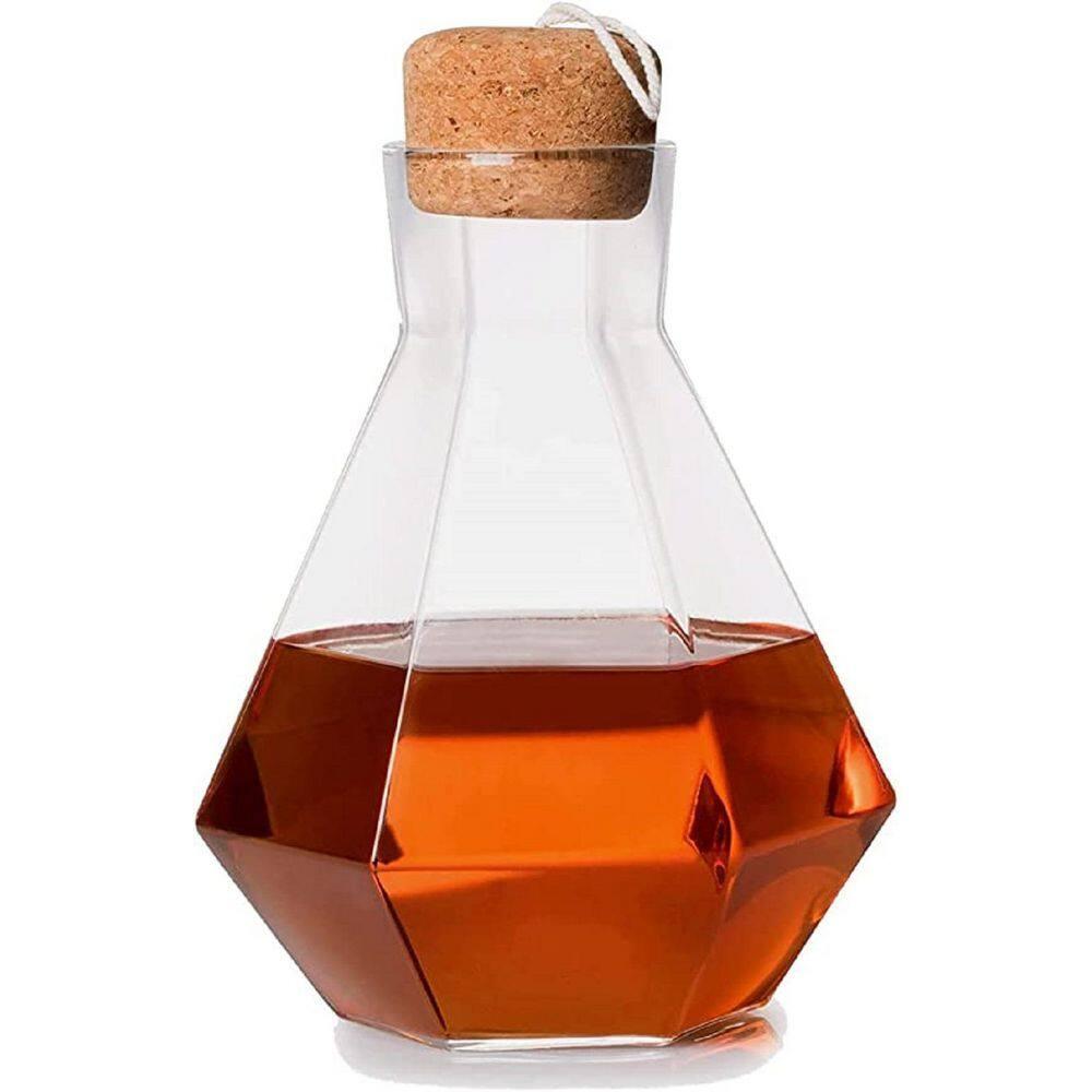 J&V TEXTILES 6-Piece Italian Crafted Glass Decanter & Whisky Glasses Set, Elegant Whiskey Decanter with Ornate Stopper Wooden Base and 4 Exquisite Cocktail Glasses