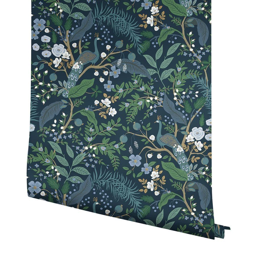 Peacock Garden Navy Peel and Stick Wallpaper