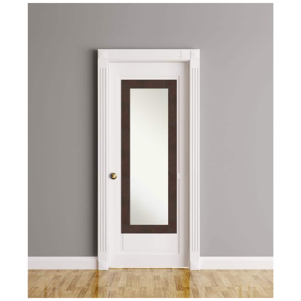19" x 53" Non-Beveled Wildwood Brown Full Length on The Door Mirror - Amanti Art: Polystyrene Frame, Includes Mounting Hardware