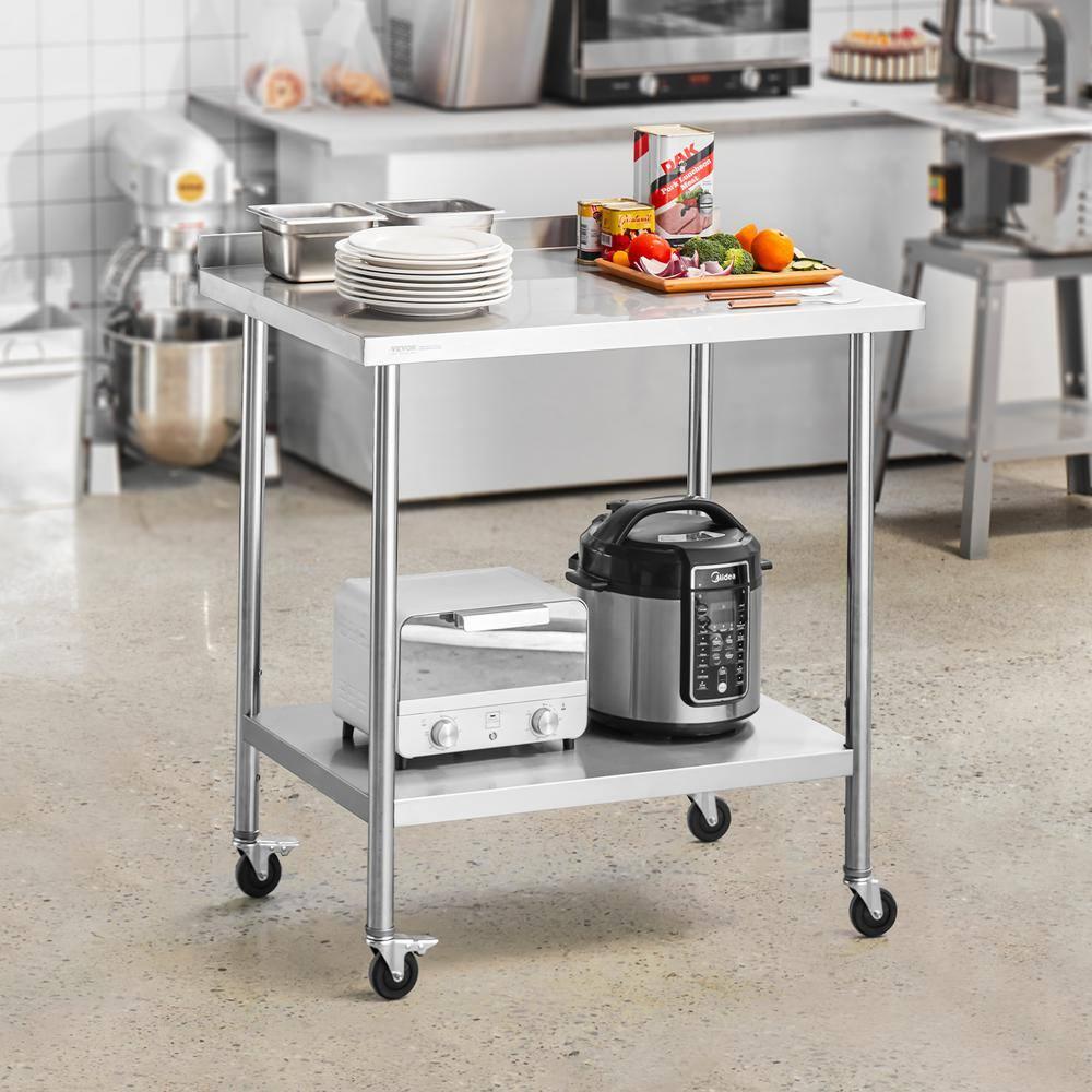 VEVOR VEVOR Stainless Steel 24'' W x 40'' H Adjustable Portable Work Table