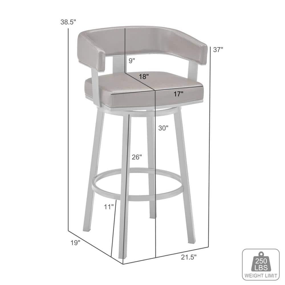 Armen Living Lorin30" Bar Height Swivel Bar Stool in Java Finish and Chocolate Faux Leather