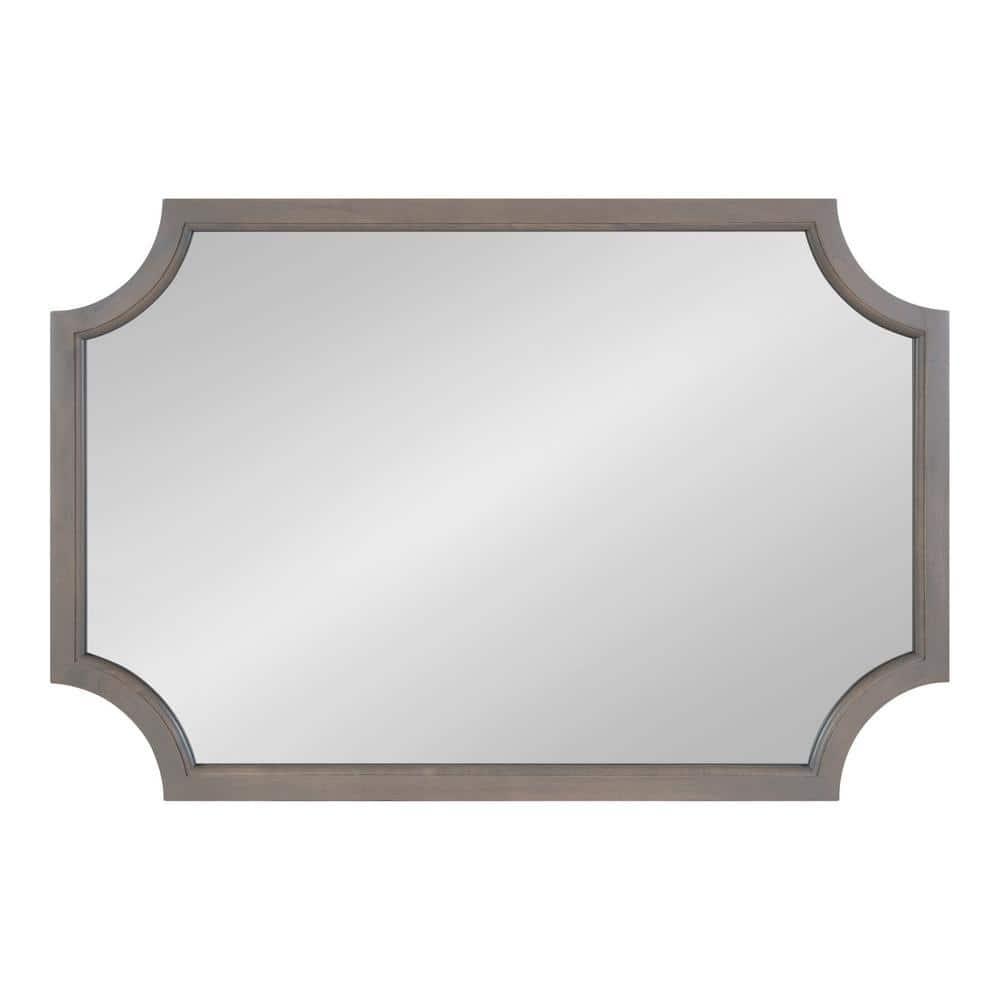 Kate & Laurel All Things Decor 24"x36" Hogan Framed Scallop Wall Mirror Gray: Modern Design, No Assembly Required