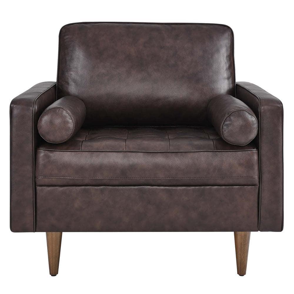 Modway Valour Modern Style Leather and Dense Foam Armchair in Brown Finish