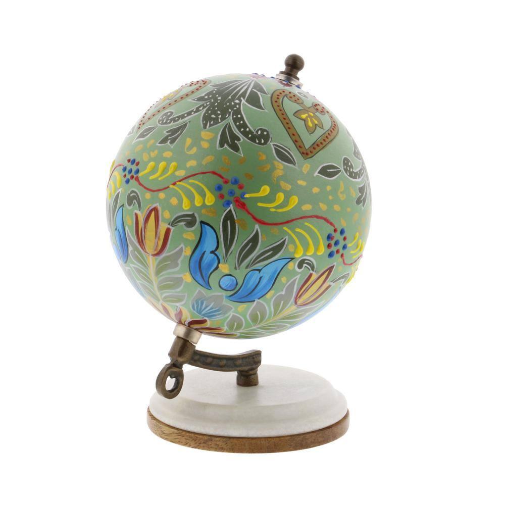 Decmode Modern 7 Inch Resin And Wood Decorative Lattice Globe, Multicolor